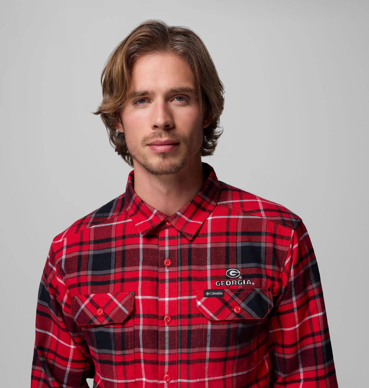 Men's Collegiate Flare Gun Flannel Long Sleeve Shirt - Georgia