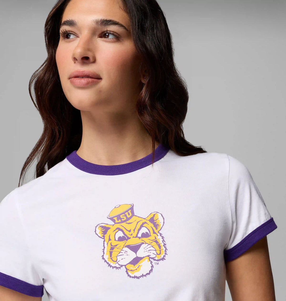 Women's Collegiate Rolling Bend Ringer Tee - LSU
