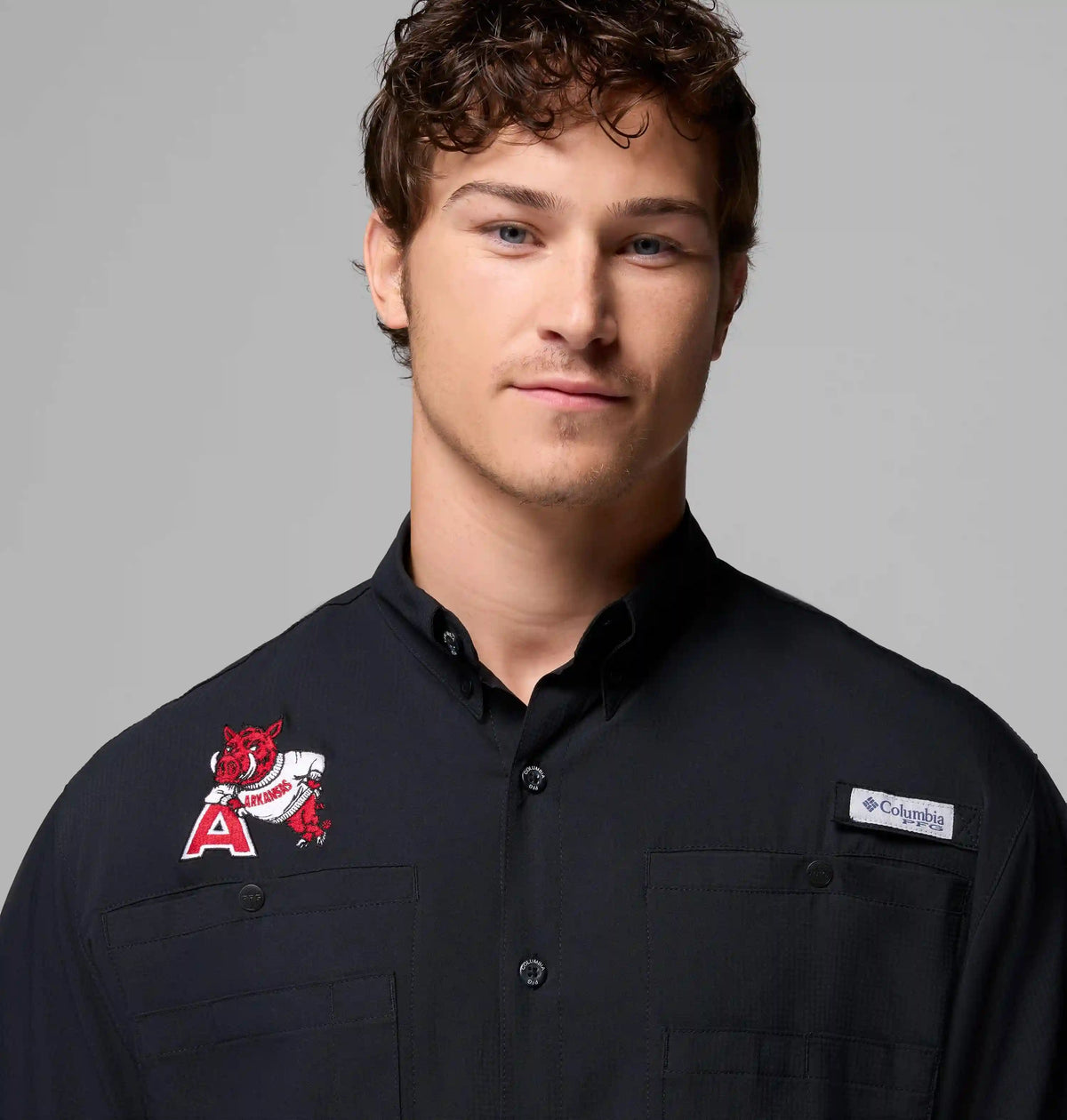 Men's Collegiate PFG Tamiami Short Sleeve Shirt - Arkansas