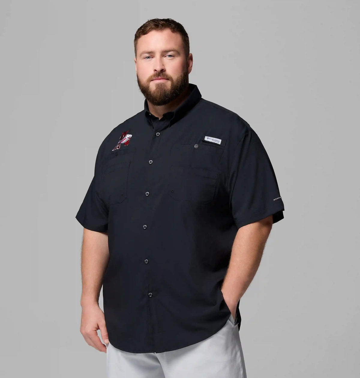 Men's Collegiate PFG Tamiami Short Sleeve Shirt - Big - Arkansas