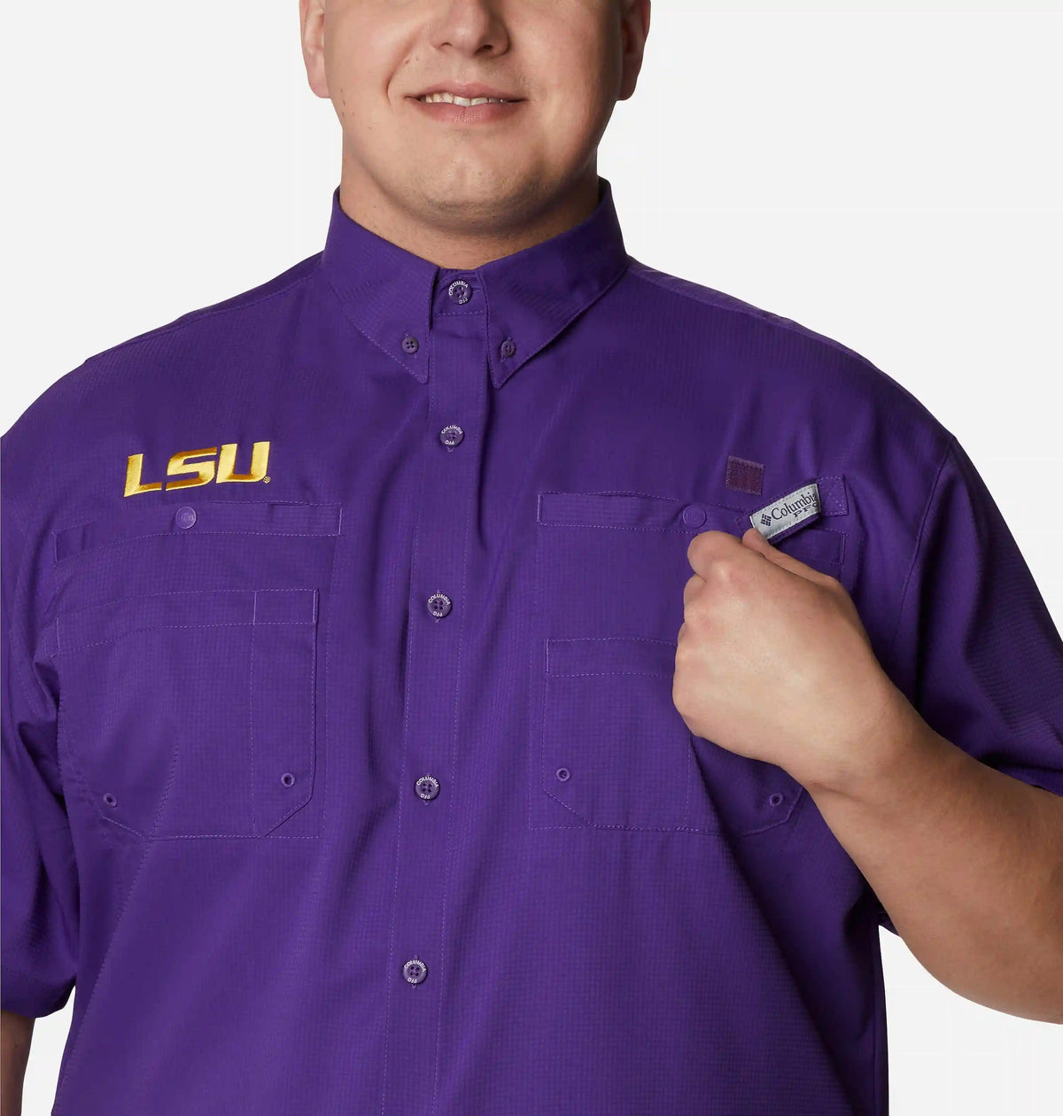 Men's Collegiate PFG Tamiami Short Sleeve Shirt - Big - LSU