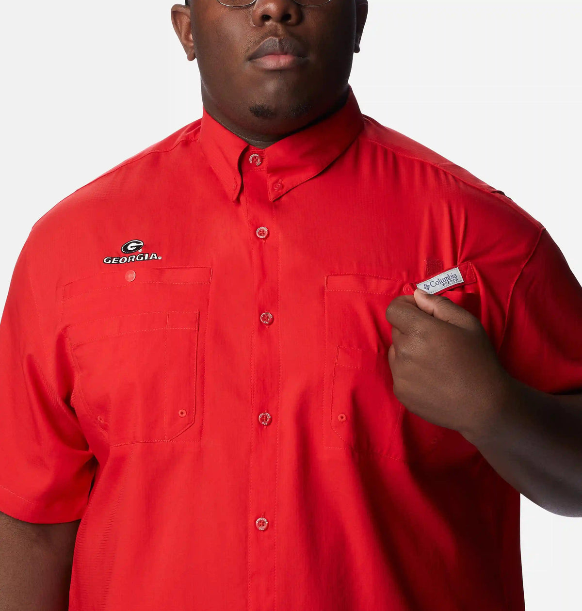 Men's Collegiate PFG Tamiami Short Sleeve Shirt - Big - Georgia