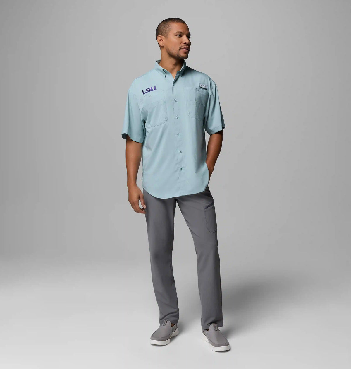 Men's Collegiate PFG Tamiami Short Sleeve Shirt - Tall - Louisiana