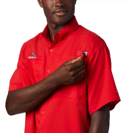 Men's Collegiate PFG Tamiami Short Sleeve Shirt - Tall - Georgia