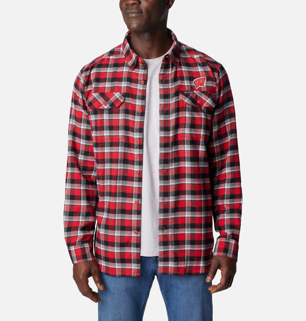 Men's Collegiate Flare Gun Flannel Long Sleeve Shirt - Wisconsin