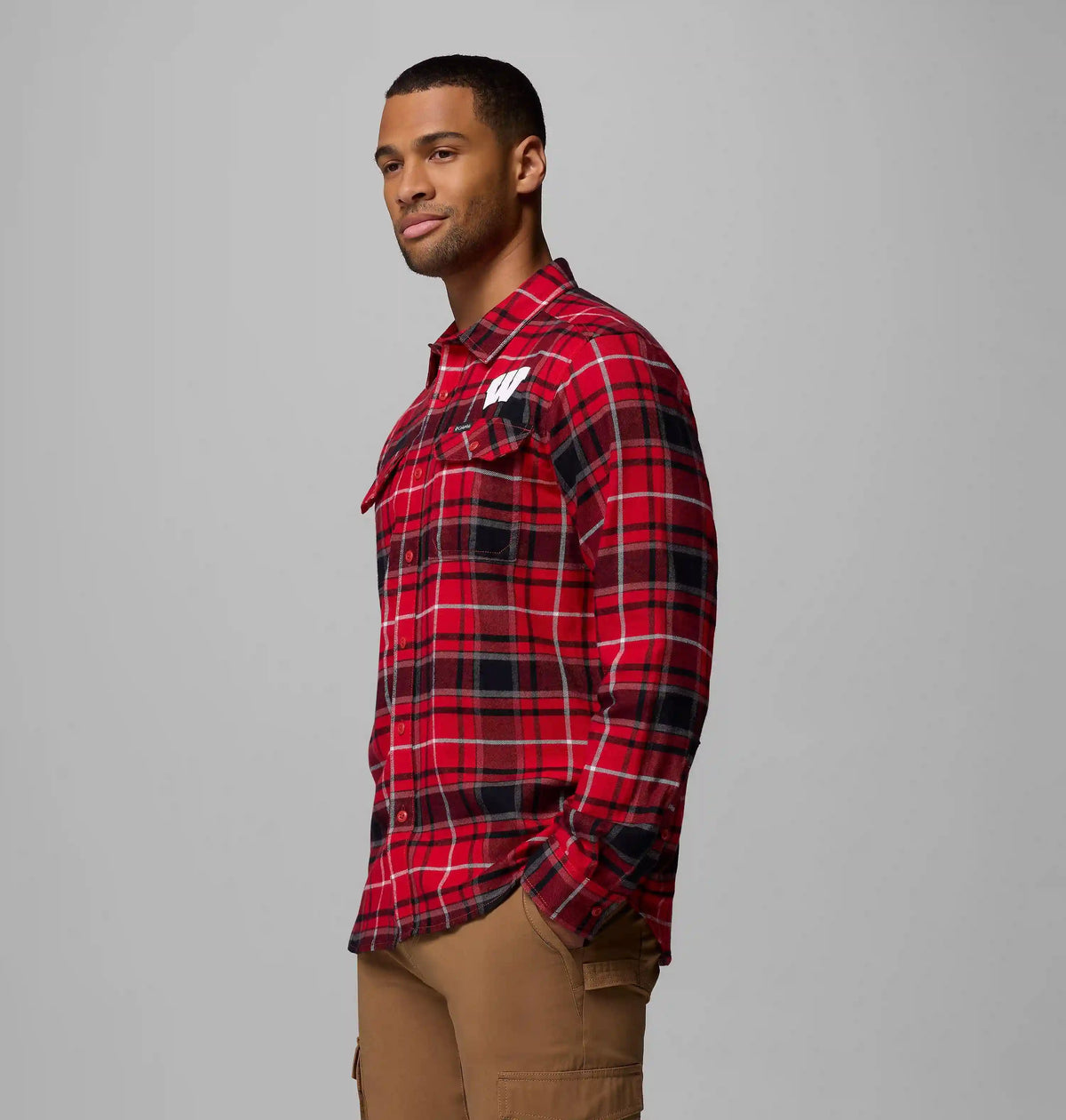 Men's Collegiate Flare Gun Flannel Long Sleeve Shirt - Wisconsin