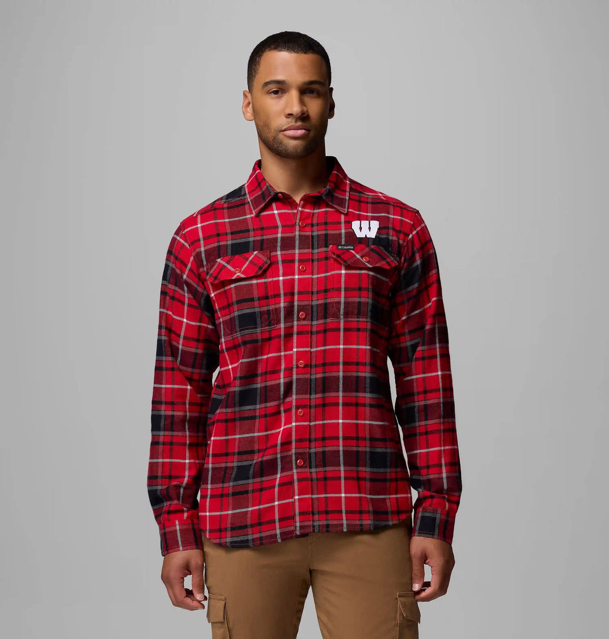 Men's Collegiate Flare Gun Flannel Long Sleeve Shirt - Wisconsin