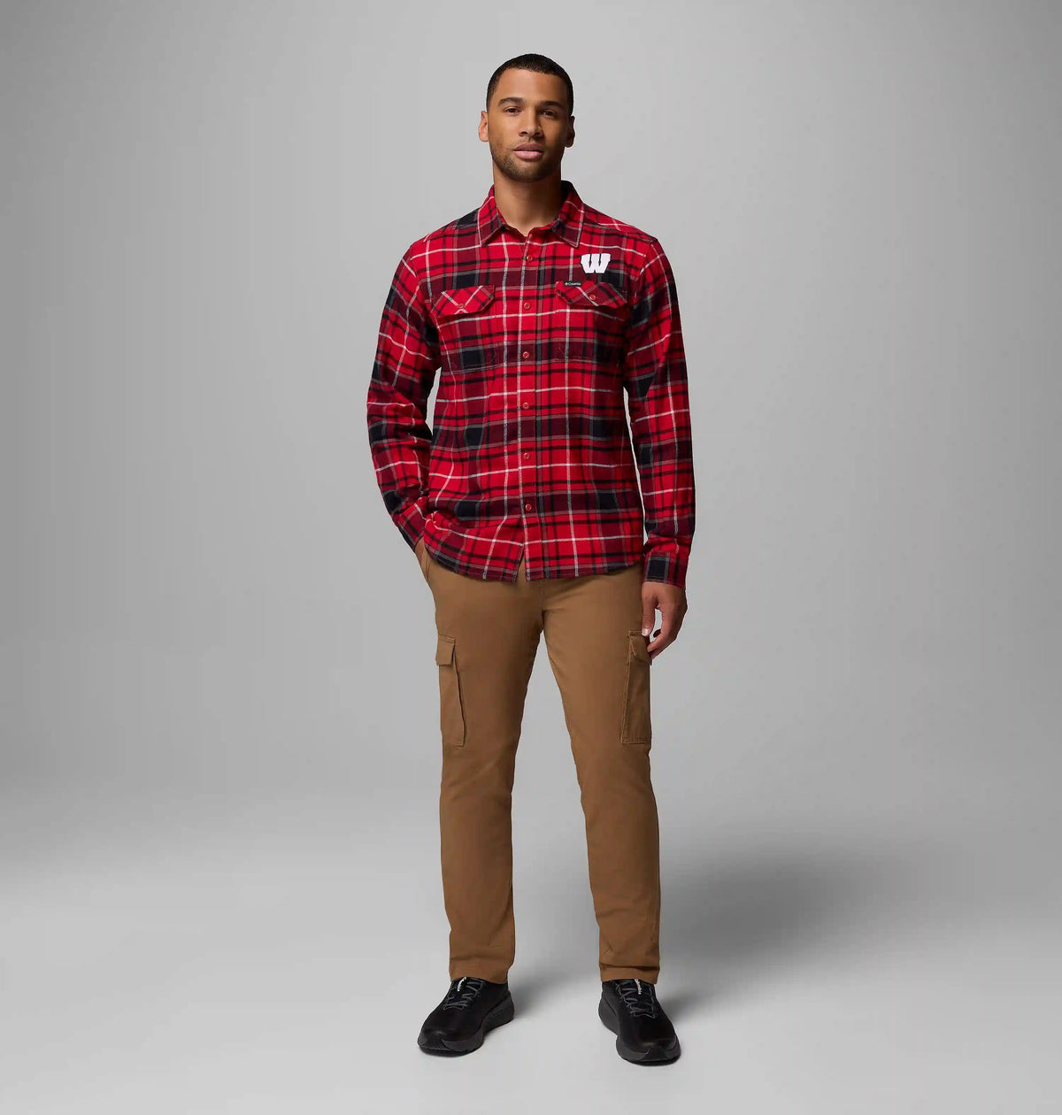 Men's Collegiate Flare Gun Flannel Long Sleeve Shirt - Wisconsin