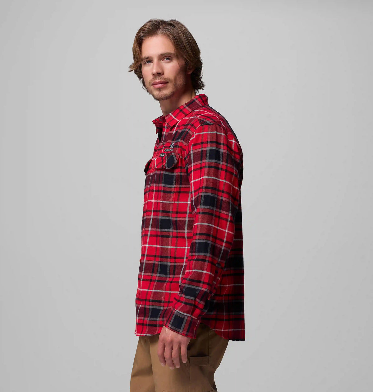Men's Collegiate Flare Gun Flannel Long Sleeve Shirt - Georgia