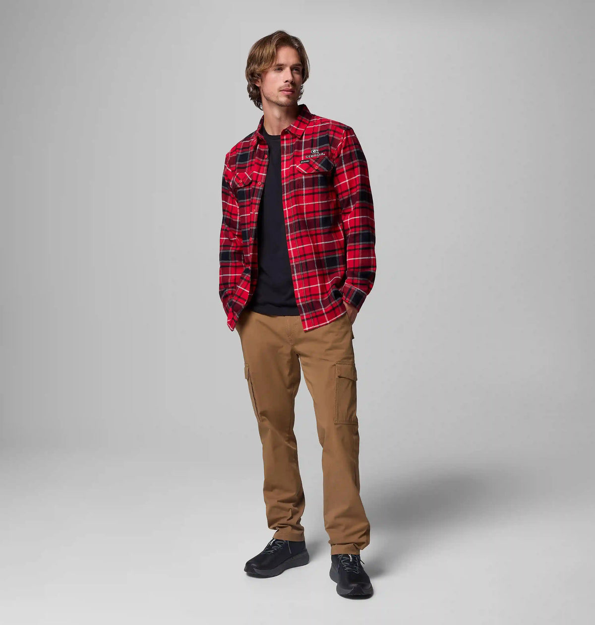 Men's Collegiate Flare Gun Flannel Long Sleeve Shirt - Georgia