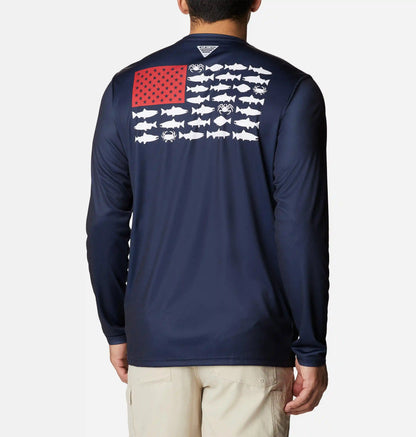 Men's Terminal Tackle PFG Fish Flag Long Sleeve Shirt