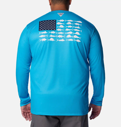 Men's PFG Terminal Tackle Fish Flag Long Sleeve Shirt - Big