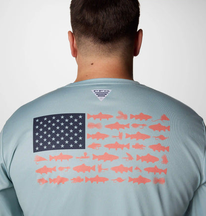 Men's PFG Terminal Tackle Fish Flag Long Sleeve Shirt - Big