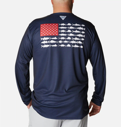 Men's PFG Terminal Tackle Fish Flag Long Sleeve Shirt - Big