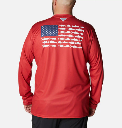 Men's PFG Terminal Tackle Fish Flag Long Sleeve Shirt - Big