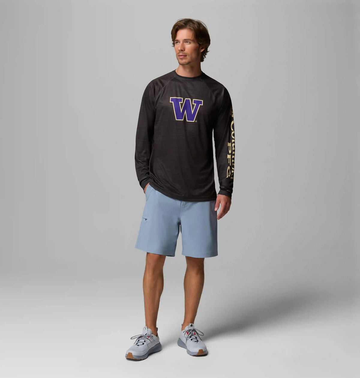 Men's Collegiate PFG Terminal Tackle Heather Long Sleeve Shirt - Washington