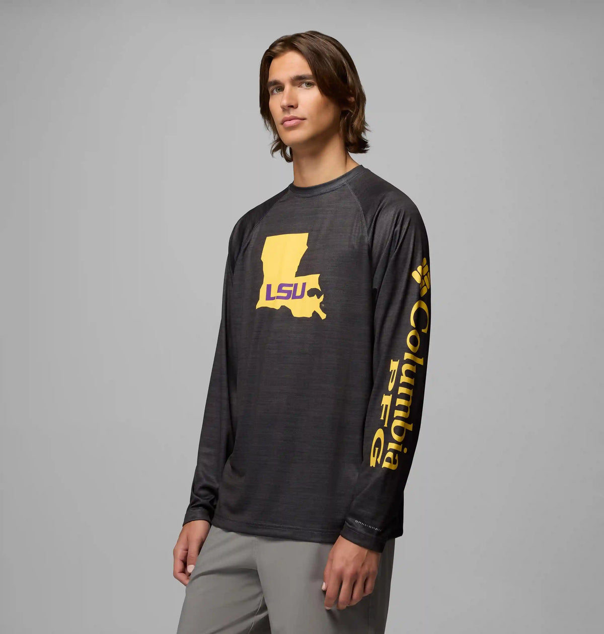 Men's Collegiate PFG Terminal Tackle Heather Long Sleeve Shirt - LSU