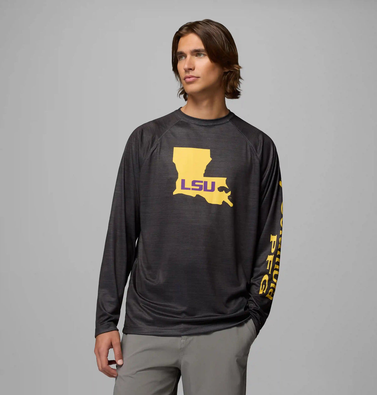 Men's Collegiate PFG Terminal Tackle Heather Long Sleeve Shirt - LSU