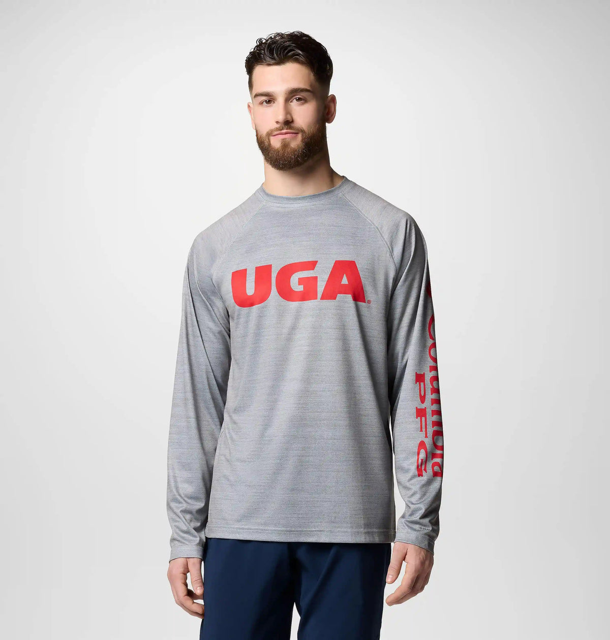 Men's Collegiate PFG Terminal Tackle Heather Long Sleeve Shirt - Georgia