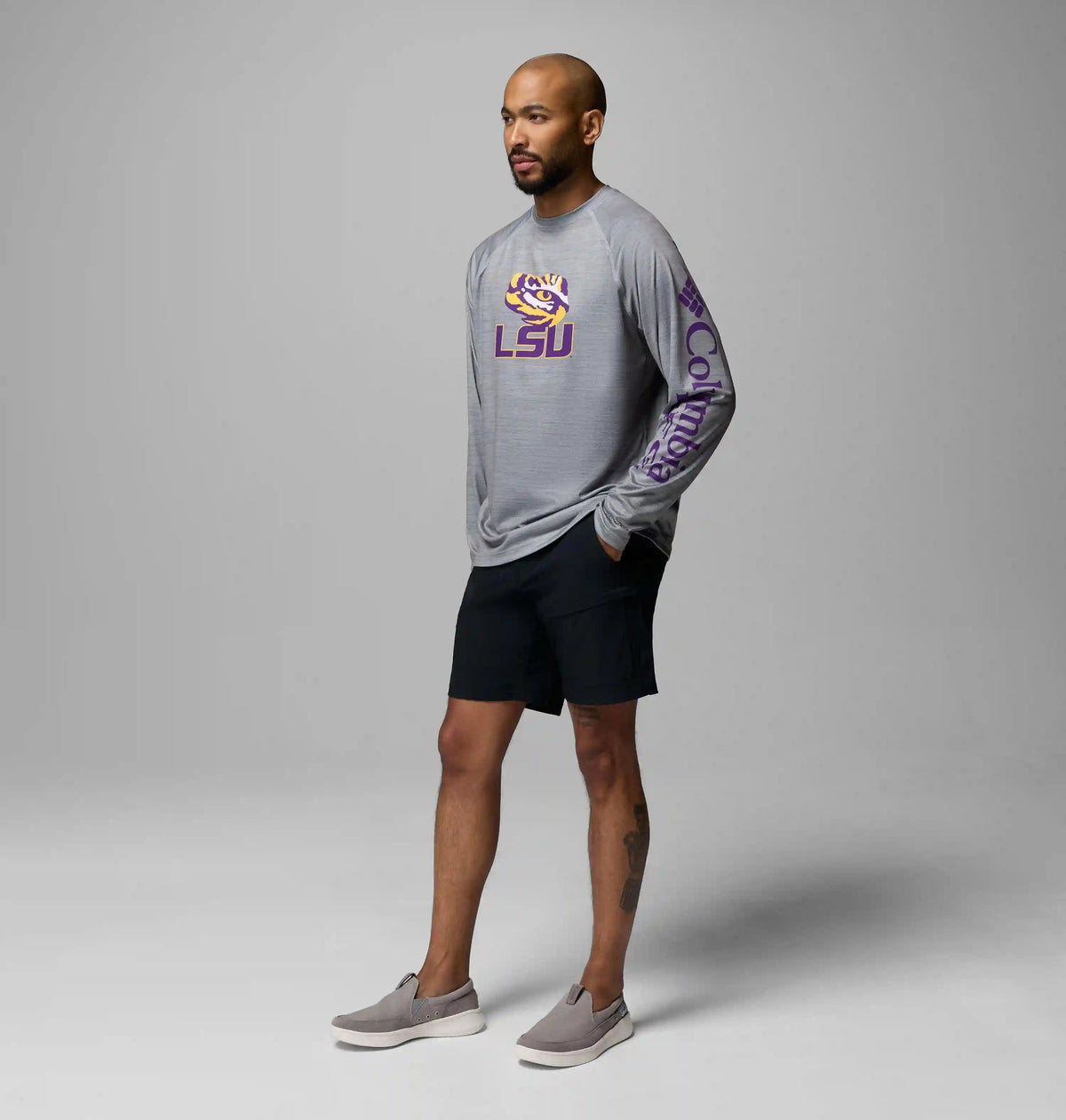 Men's Collegiate PFG Terminal Tackle Heather Long Sleeve Shirt - LSU