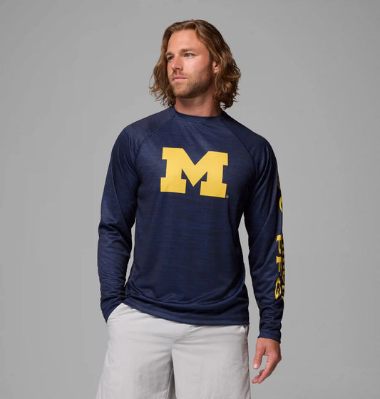 Men's Collegiate PFG Terminal Tackle Heather Long Sleeve Shirt - Michigan