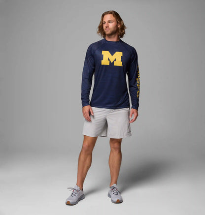 Men's Collegiate PFG Terminal Tackle Heather Long Sleeve Shirt - Michigan