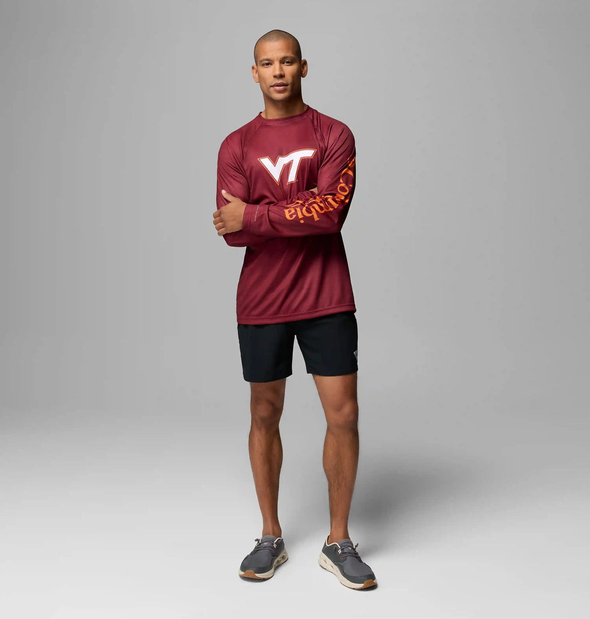 Men's Collegiate PFG Terminal Tackle Heather Long Sleeve Shirt - Virginia Tech