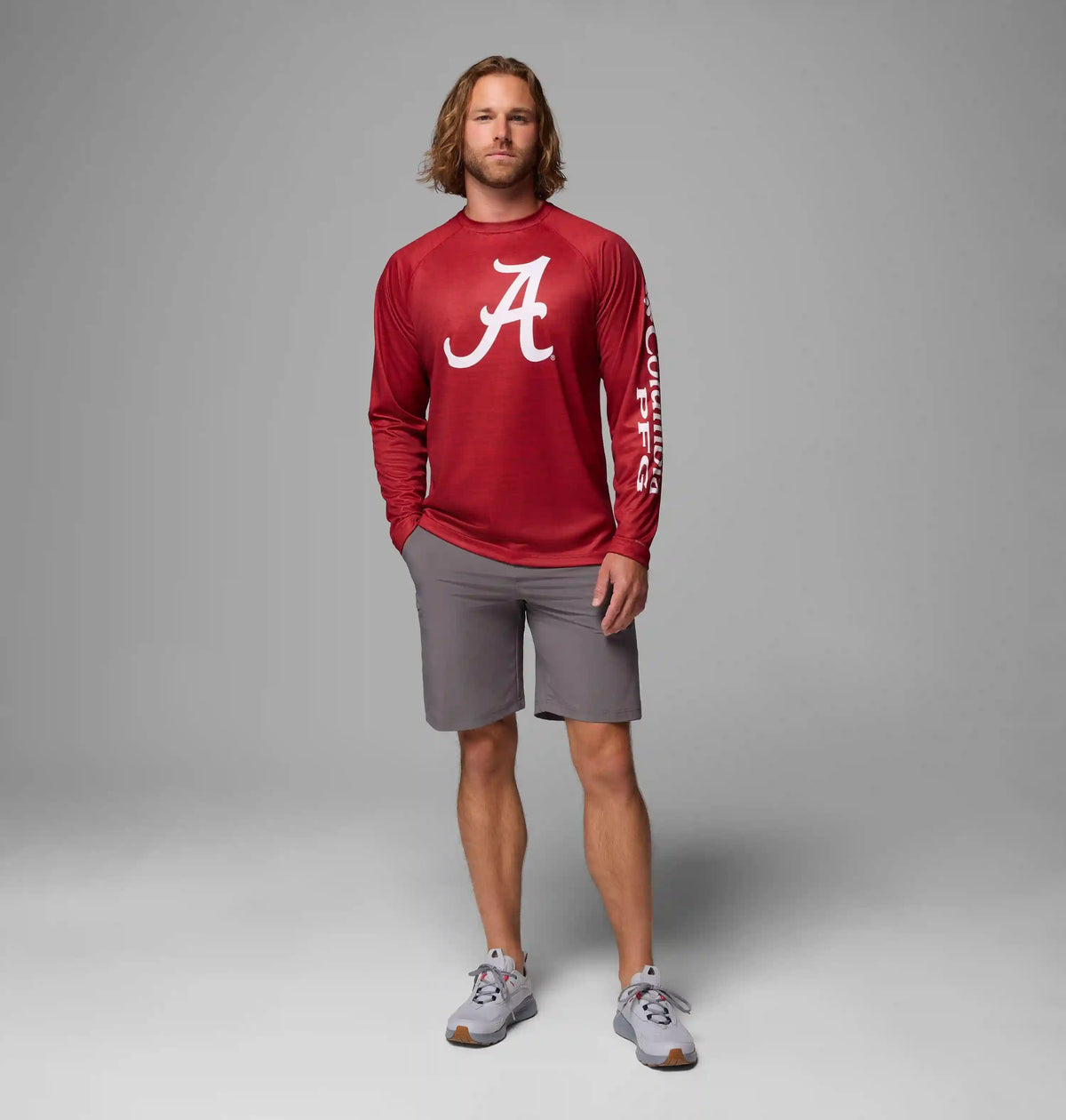 Men's Collegiate PFG Terminal Tackle Heather Long Sleeve Shirt - Alabama