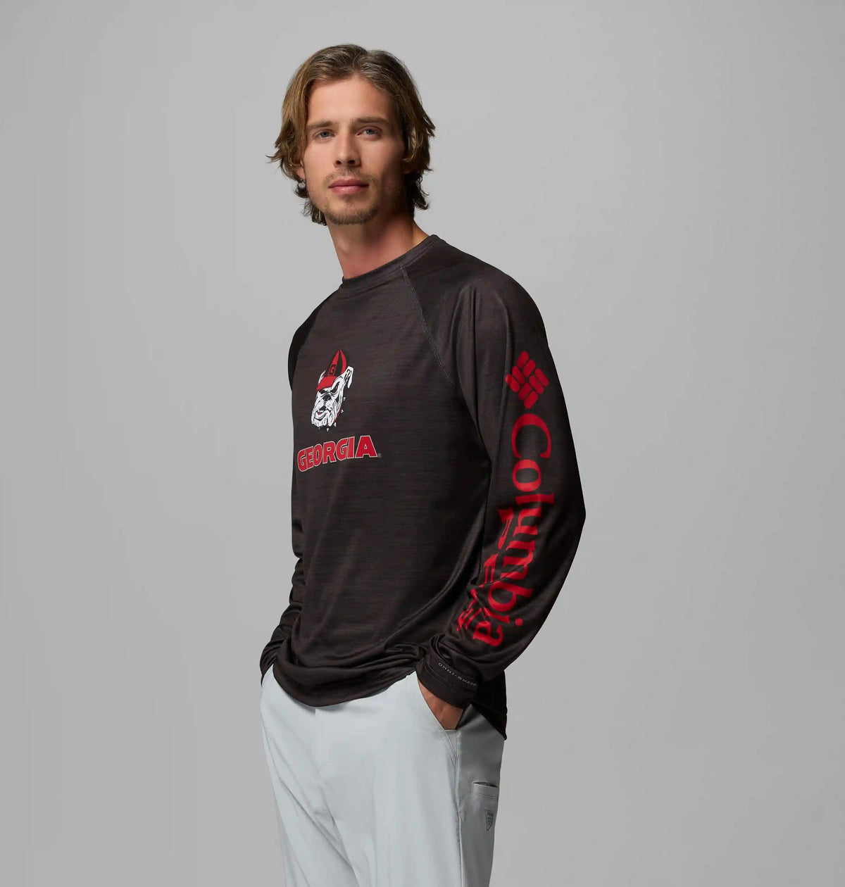 Men's Collegiate PFG Terminal Tackle Heather Long Sleeve Shirt - Georgia