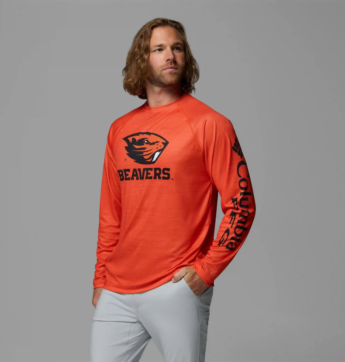 Men's Collegiate PFG Terminal Tackle Heather Long Sleeve Shirt - Oregon State