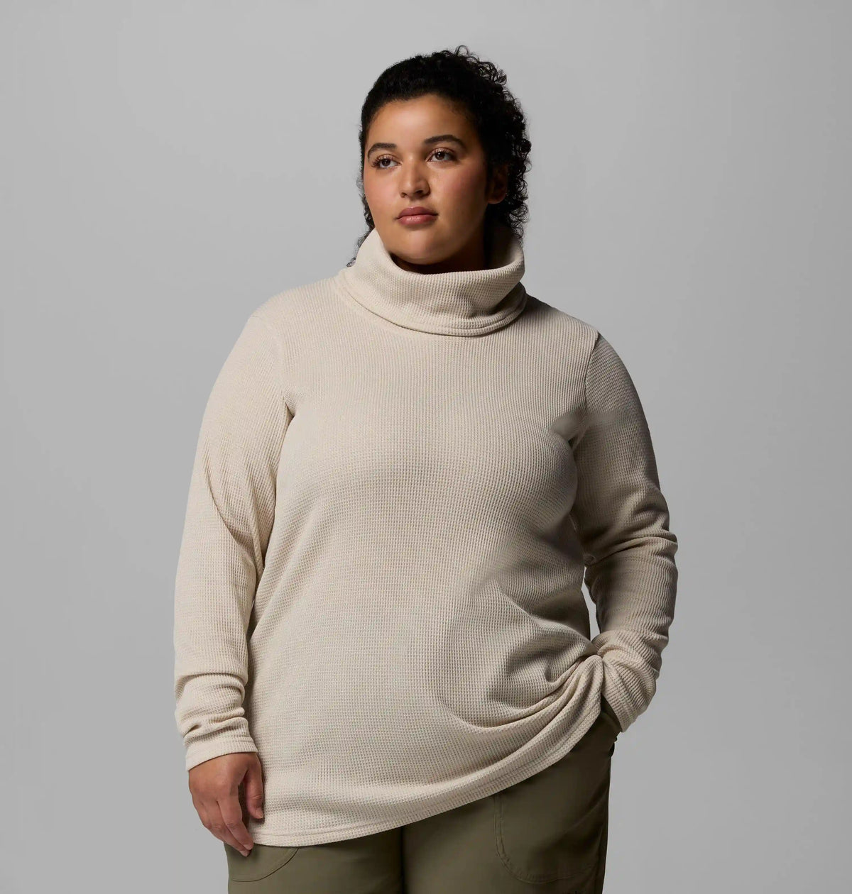 Women's Holly Hideaway Waffle Cowl Neck Pullover - Plus Size