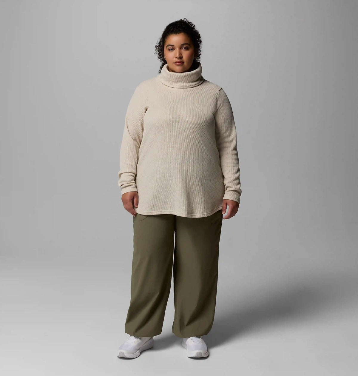 Women's Holly Hideaway Waffle Cowl Neck Pullover - Plus Size
