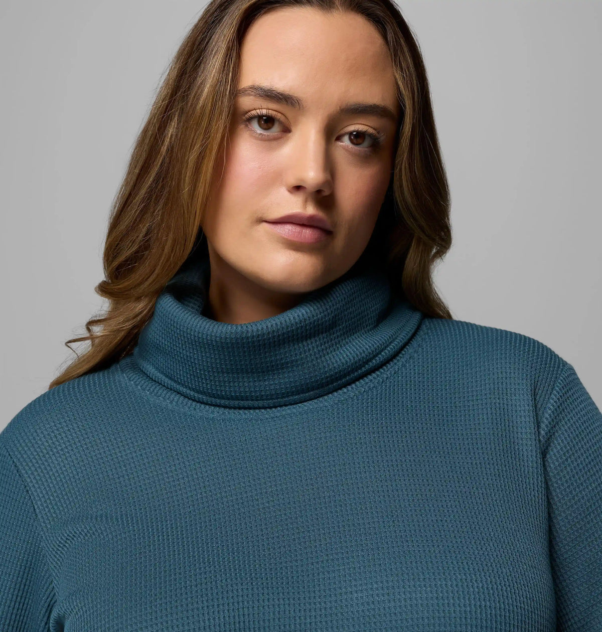 Women's Holly Hideaway Waffle Cowl Neck Pullover - Plus Size