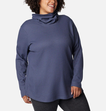 Women's Holly Hideaway Waffle Cowl Neck Pullover - Plus Size