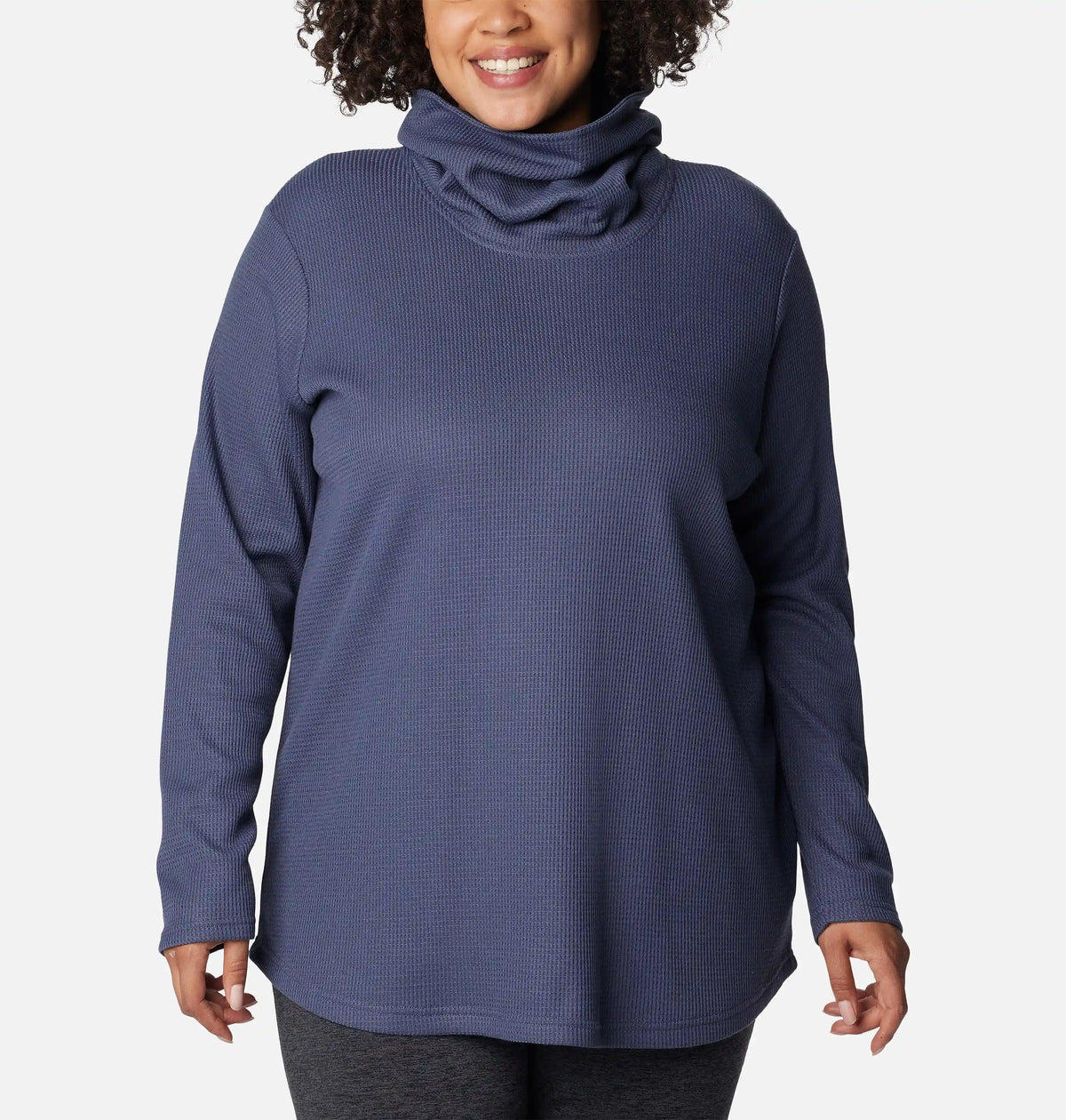 Women's Holly Hideaway Waffle Cowl Neck Pullover - Plus Size