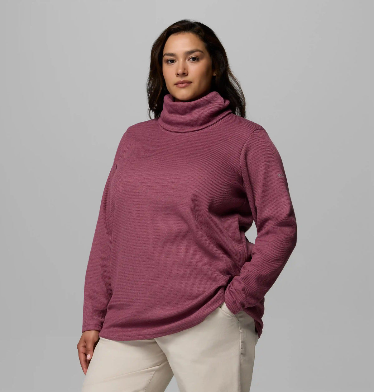 Women's Holly Hideaway Waffle Cowl Neck Pullover - Plus Size