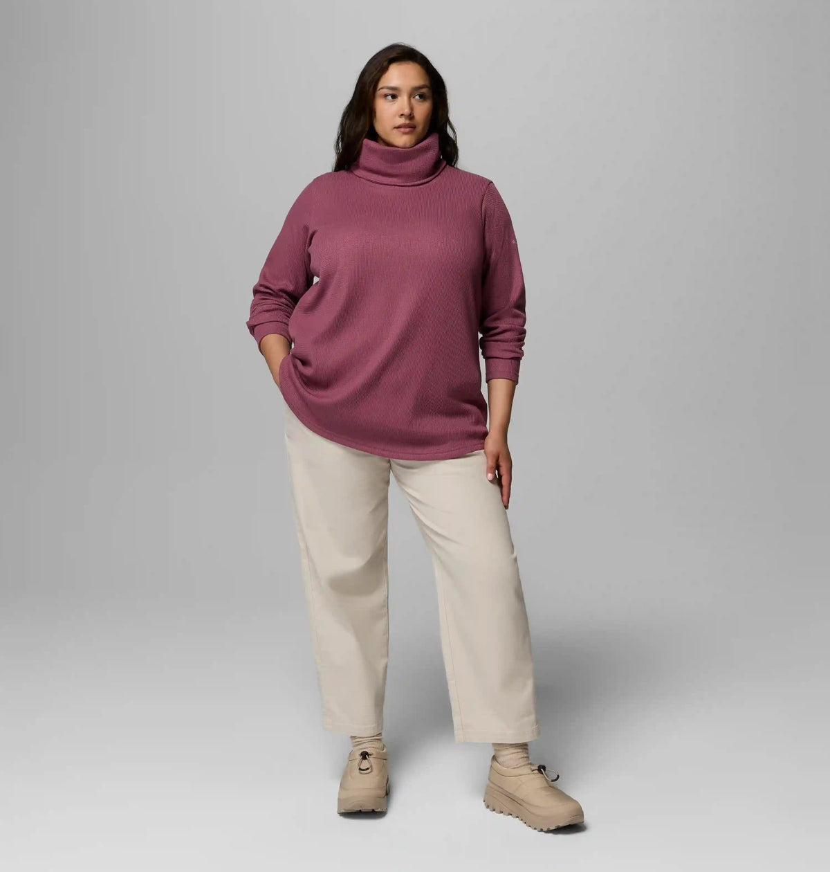 Women's Holly Hideaway Waffle Cowl Neck Pullover - Plus Size