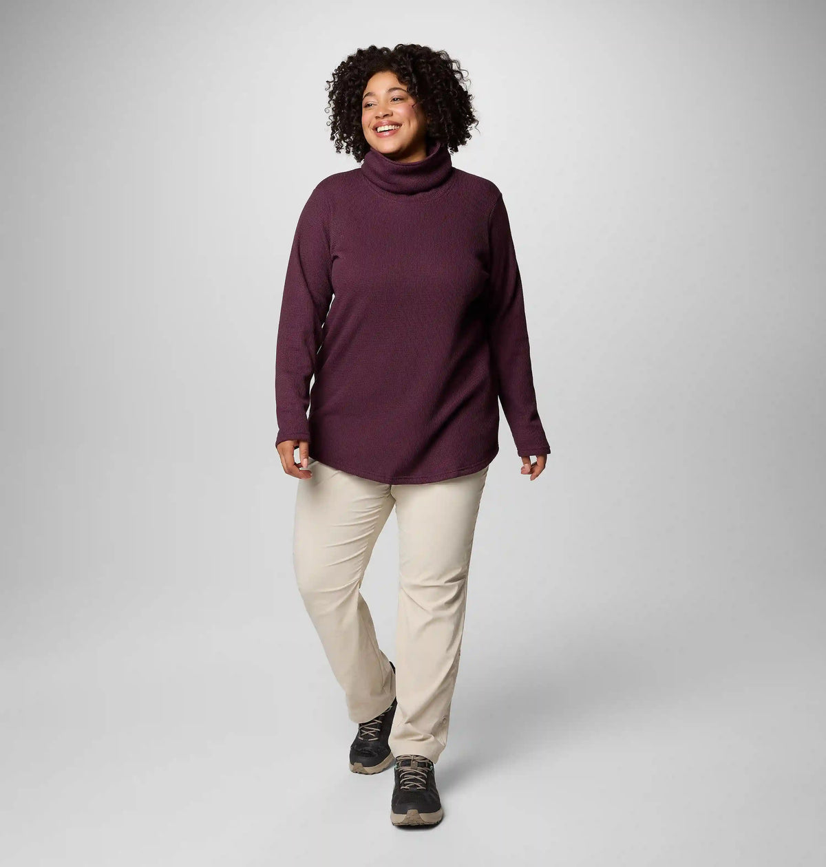Women's Holly Hideaway Waffle Cowl Neck Pullover - Plus Size