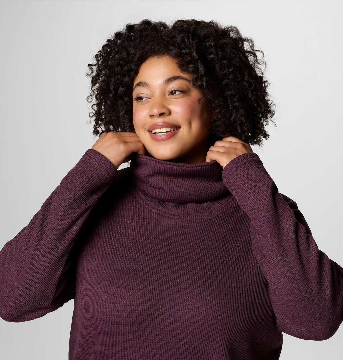 Women's Holly Hideaway Waffle Cowl Neck Pullover - Plus Size