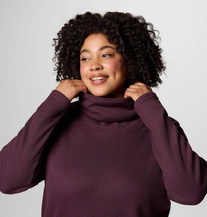 Women's Holly Hideaway Waffle Cowl Neck Pullover - Plus Size