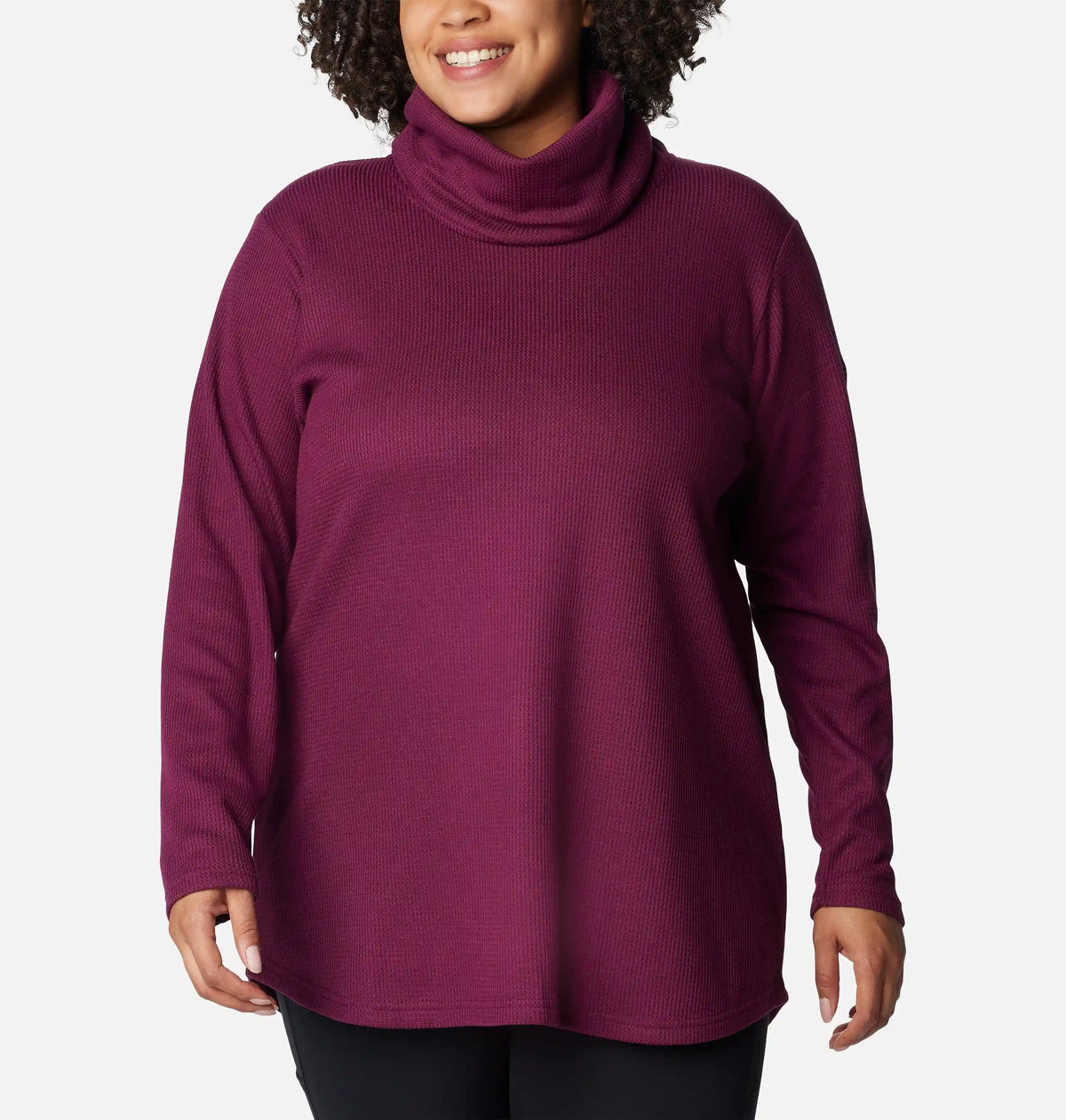 Women's Holly Hideaway Waffle Cowl Neck Pullover - Plus Size