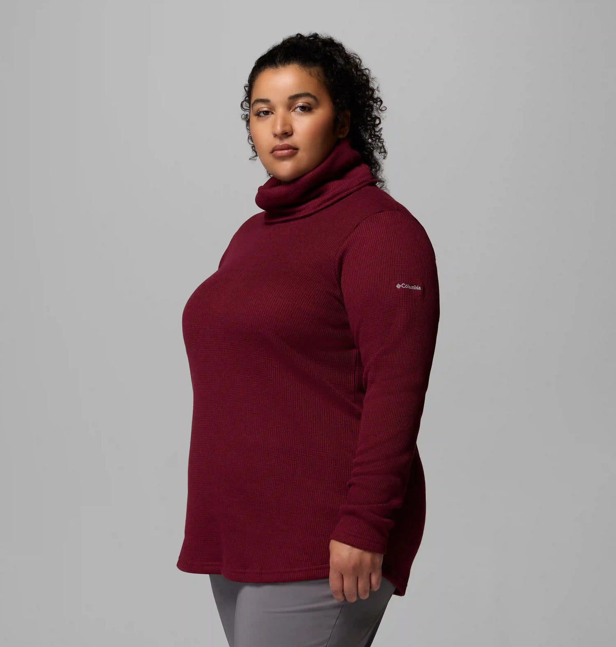 Women's Holly Hideaway Waffle Cowl Neck Pullover - Plus Size