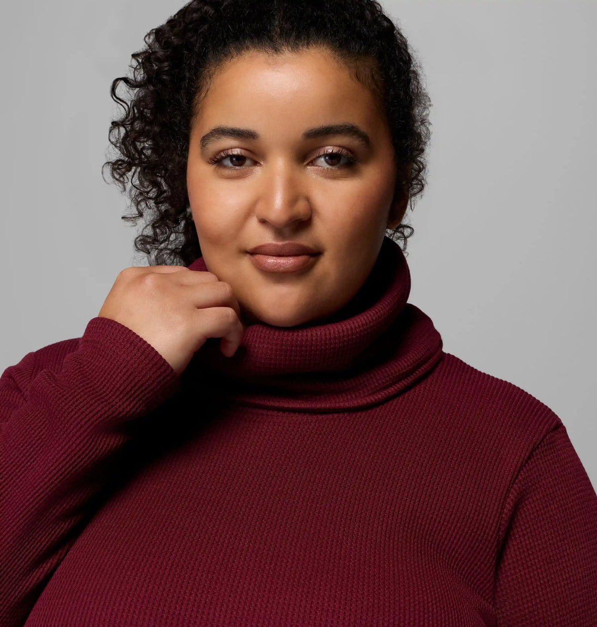 Women's Holly Hideaway Waffle Cowl Neck Pullover - Plus Size