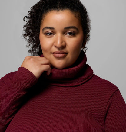 Women's Holly Hideaway Waffle Cowl Neck Pullover - Plus Size