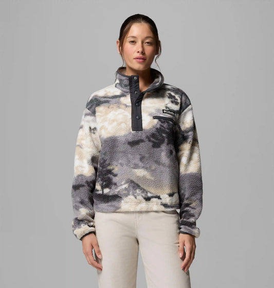 Women's Helvetia II Printed Cropped Half Snap Fleece Pullover