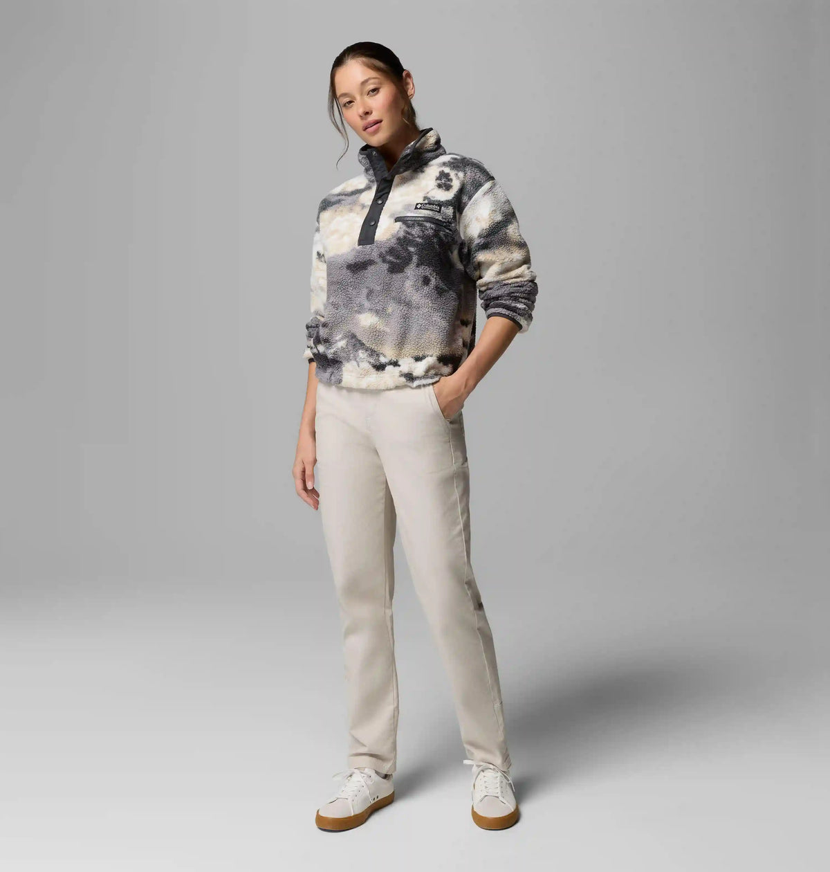Women's Helvetia II Printed Cropped Half Snap Fleece Pullover