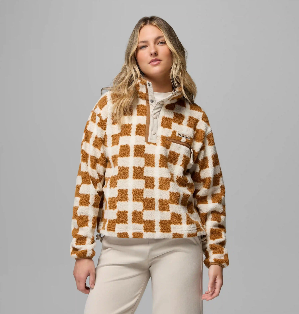 Women's Helvetia II Printed Cropped Half Snap Fleece Pullover