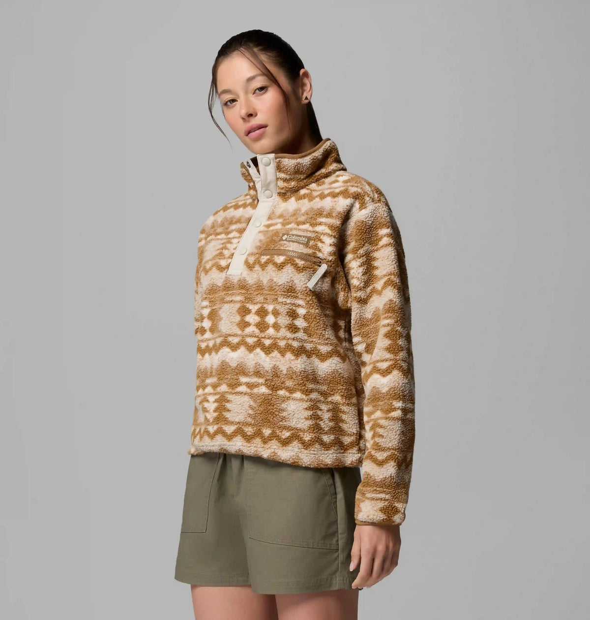 Women's Helvetia II Printed Cropped Half Snap Fleece Pullover