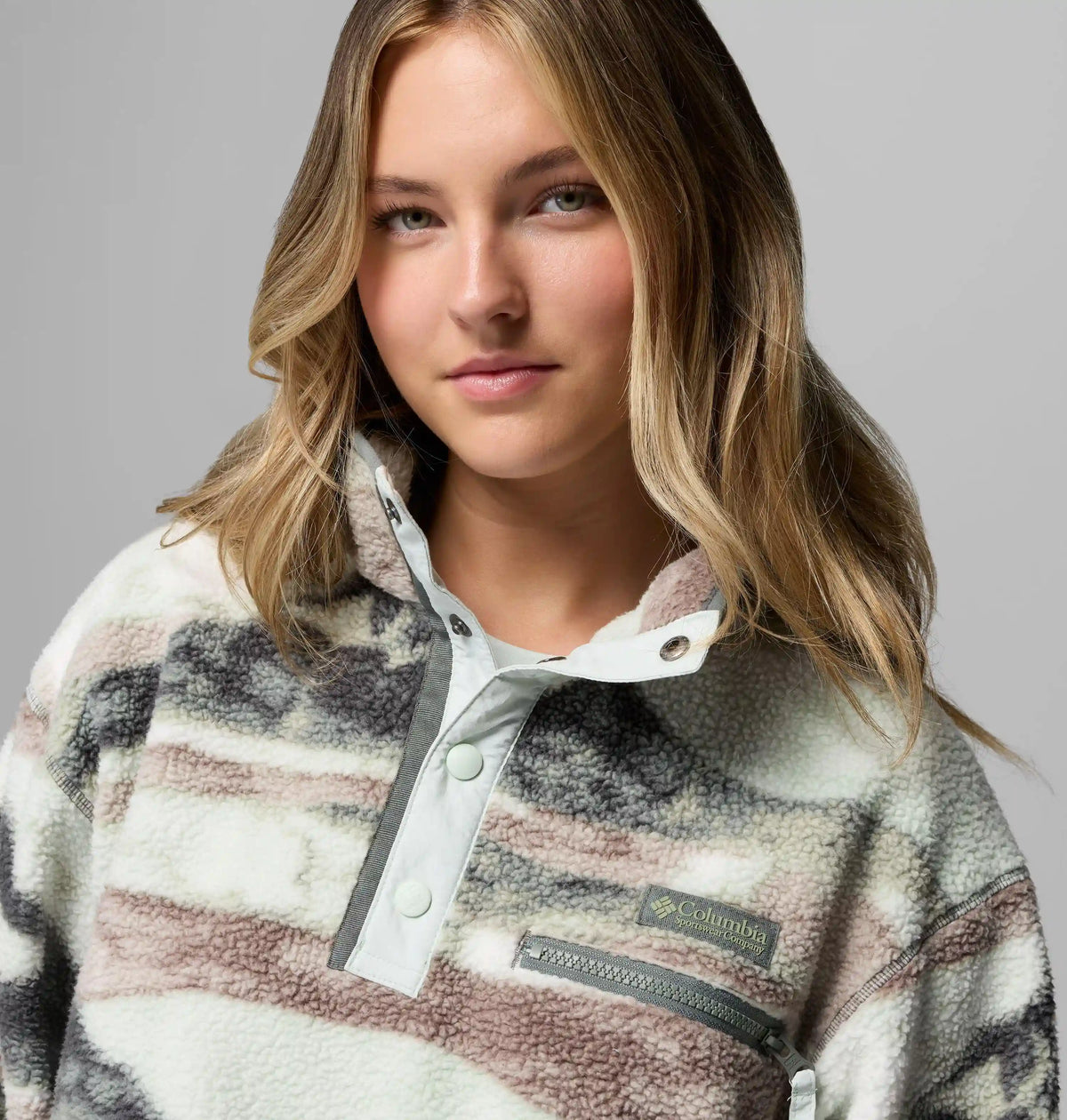 Women's Helvetia II Printed Cropped Half Snap Fleece Pullover