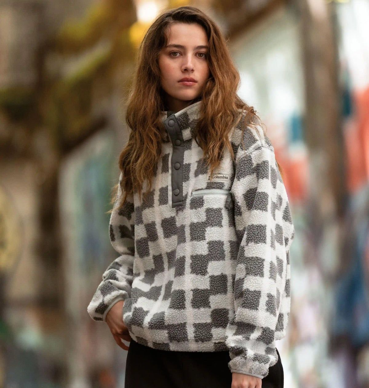 Women's Helvetia II Printed Cropped Half Snap Fleece Pullover